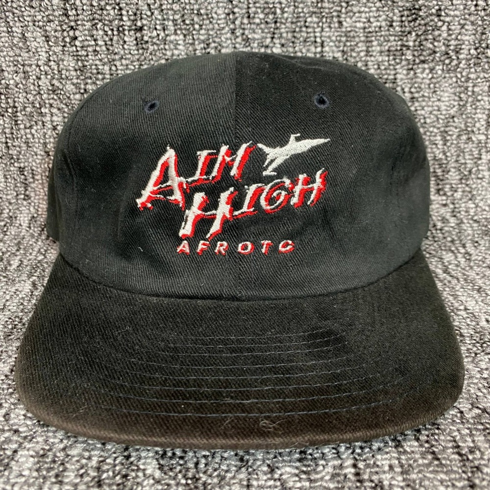 Yupoong Aim High AFROTC Hat Mens OSFA Black Snapback Air Force Military Cap
